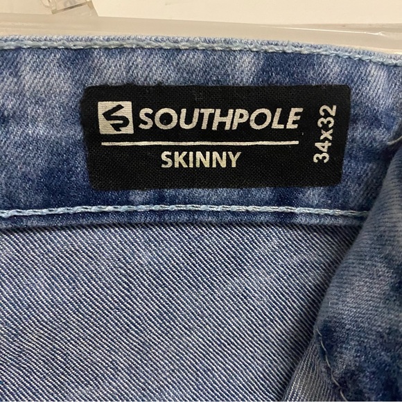 SouthPole Mens Skinny Acid Wash Distressed Jeans Size 34 x 32 - Picture 3 of 5